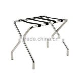 Steel folding hotel luggage rack with polyester straps