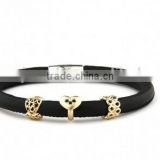 E026 Luxury jewelry endless bracelet leather bracelet with gold charms