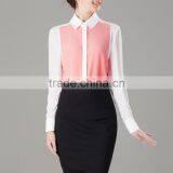 Women's Color-Block Silk 100% Top Blouse Shirt OEM ODM Type Clothing Factory Manufacturer From Guangzhou thumbnail-1