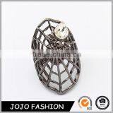 Stainless Steel Nail Rhinestone Big Cobweb Halloween Hollow Finger Ring Design thumbnail-1