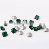 Fancy Super Shine K9 Quality Emerald Color Square 12x12 mm Pointback Shaped Stones for Jewelry Making thumbnail-1