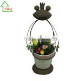 Shabby chic frog Flower Metal Garden Pot