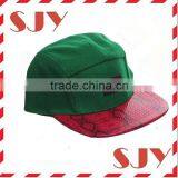 Custom Green Wool & Faux Red Snakeskin 5 Panel Hat thumbnail-1