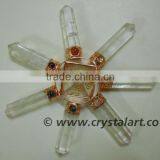 CRYSTAL QUARTZ REIKI ENGRAVED PYRAMID WITH 7 POINT CHAKRA ENERGY GENERATOR TOOLS IN COPPER thumbnail-1