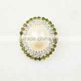 Oval Pearl&Crystal Rhinestone Button for Wedding Invitation Card thumbnail-3