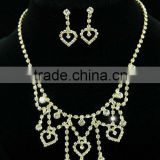 Hearts Crystal Gold Plated Necklace Earrings Set CS1093