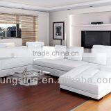 Big u Shape Living Room White Leather Corner Sofa thumbnail-1