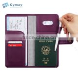 Leather passport case passport book passport cover with pen