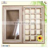 Unfinished Glass Top Bamboo Pine Wooden Tea Bags Box thumbnail-2