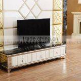 Dining Room White TV Stand Marble Top thumbnail-6