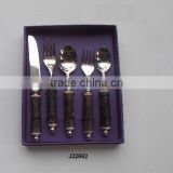 Horn handle in rough finish steel cutlery set mirror polished