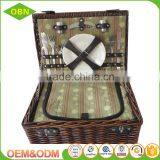 Wicker Material Black Color 4 Persons Wicker Picnic Basket thumbnail-1