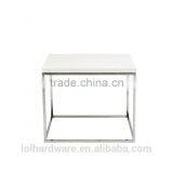Euro Style Stainless Steel Base Side Table, White Lacquer/Chrome thumbnail-2