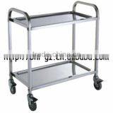 Guangzhou Hotel Restaurant Supply Square Tube Two Tier Movable Stainless Steel Trolley Cart Trolley Manufacturers C263 thumbnail-1