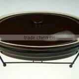 Ceramic Oval Casserole With Rack & Tealight thumbnail-2