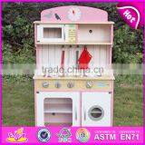 2017 New Design Kids Pretend Play Pink Wooden Kitchen Toy W10C238 thumbnail-6