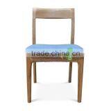 Dining Chair Japanese Style Made From Solid Teak Wood , White Wash Color , Seater With Denim Fabric thumbnail-2