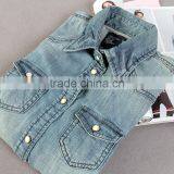 Women Denim Shirt/blouse, Long Sleeve Shirt/blouse, Women Vintage Denim Shirt/bouse, Stone Washed Denim Shirts/blouse thumbnail-1