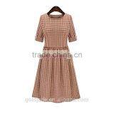 2016 Spring Red and Blue Tantan Print Women Plaid Flannel Shirt Dresses thumbnail-2