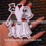 Custom High Quality Embroidered Creative Skulls Couples Patch for Clothes Embroidery Patch Made in China Choose Size/color thumbnail-4