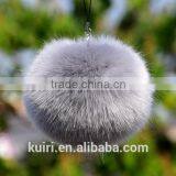 Eco-friendly Hot Sale 8cm Dyed Colour Faux Fur Trimming Furry Pompom Ball Rabbit Fur Keychain thumbnail-3