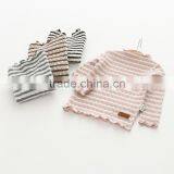 S60630B 2017 New Aummer Girl Striped Long Sleeve Shirt Baby Wood Ear T-shirt thumbnail-3