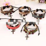 Factory Price Retro Handmade Leather Mens Bracelets thumbnail-6