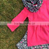New Arrival Hot Pink Top Aztec Pants With Scarf 3 Pieces Set Girls Children Set Baby Kids Wear Baby Suit Boutique Set thumbnail-2