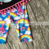 Baby Girls Summer Clothes Girls Children Troll Hair Capcake Outfits Kids Rainbow Capri Pants Outfits With Accessories thumbnail-4