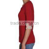 Women's Fashion 100% Cotton Half Sleeve Red Tee thumbnail-4