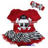 Newborn Baby Girls Red Zebra Pirate Tutu Bodysuit Romper Pettiskirt Bow Headband NB-18M thumbnail-1