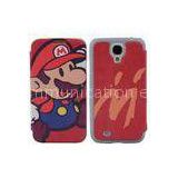 Frosted Shell Samsung Leather Phone Cases With Magnet Button , Mario phone Cover