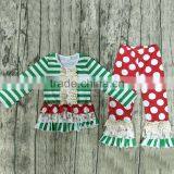 Yawoo Hot Sale Infant Baby Cotton Ruffle Clothing Set Christmas Style Polka Dots Boutique Outfits Xmas Party Kids Clothing Cheap thumbnail-1
