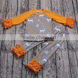 Promotion Cheap Wholesale Baby Clothing Set Organic Cotton Girls Boutique Outfits Long Sleeve Autumn Winter Ruffle Clothes Cute thumbnail-6