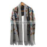 Inner Mongolian Factory Directly Wholesale 100% Cashmere Scarf Woolen Thick Women Warm Butterfly Print Pashmina Shawl thumbnail-5