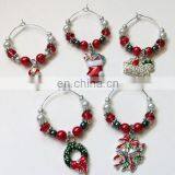 Fashionable Wholesale Metal Colorful Enamel Christmas Wine Charms for Holiday