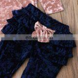 RTS Crushed Velvet Girls Ruffle Sets Little Girl Fall Clothing For Kids thumbnail-5