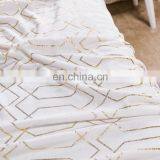 Luxury Soft Hot Gold Stamping Foil Printing Geometric Pattern Flannel Fleece Throw Blanket thumbnail-5
