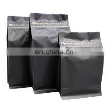 100%  biodegradable custom print coffee black matte mylar ziplock bag 8 side gusset flat bottom pouch