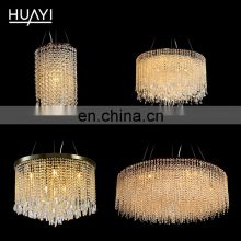 HUAYI Customized Hotel Project Iron Large Crystal Pendant Light Hanging Luxury Modern K9 Crystal Chandelier