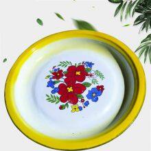 enamel round tray Flower decal wholesale enamel steel round tray