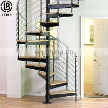 Carbon Steel Structure Iron Balustrade Staircase Wooden Interior Carbon Steel Spiral Staircase
