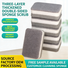 Heavy Duty Scrub Sponge Cleaning Pad Double Layer Dish Washing Foam Cleaner for Home Use thumbnail-1
