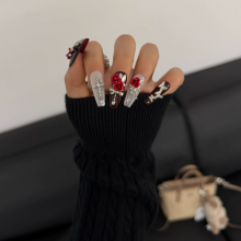 Pink French 3D Design Press-on Nails Full Coverage Glossy for Daily Wear thumbnail-5