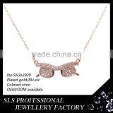 Lovely glasses 18K/22K/24K gold plated necklace, fashion jewelry wholesale rose pendant necklace in China