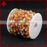 Gemstone Bead Chain Round Red Agate Bead Necklace Chain Wire Bracelet Chain Jewelry Making thumbnail-1