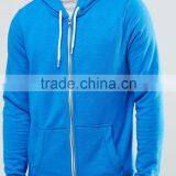 Leisure 100% Cotton Blue Zip up With Hood Pocket Custom Made Hoodies thumbnail-4