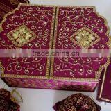 Purple Hand Embroidered Wedding Invitation