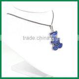Bear With Shiny Crystal Pendant Cutie Necklace thumbnail-3