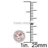 Sterling Silver Morganite and Diamond Halo Earrings Ring and Neckalce Jewelry Set thumbnail-2